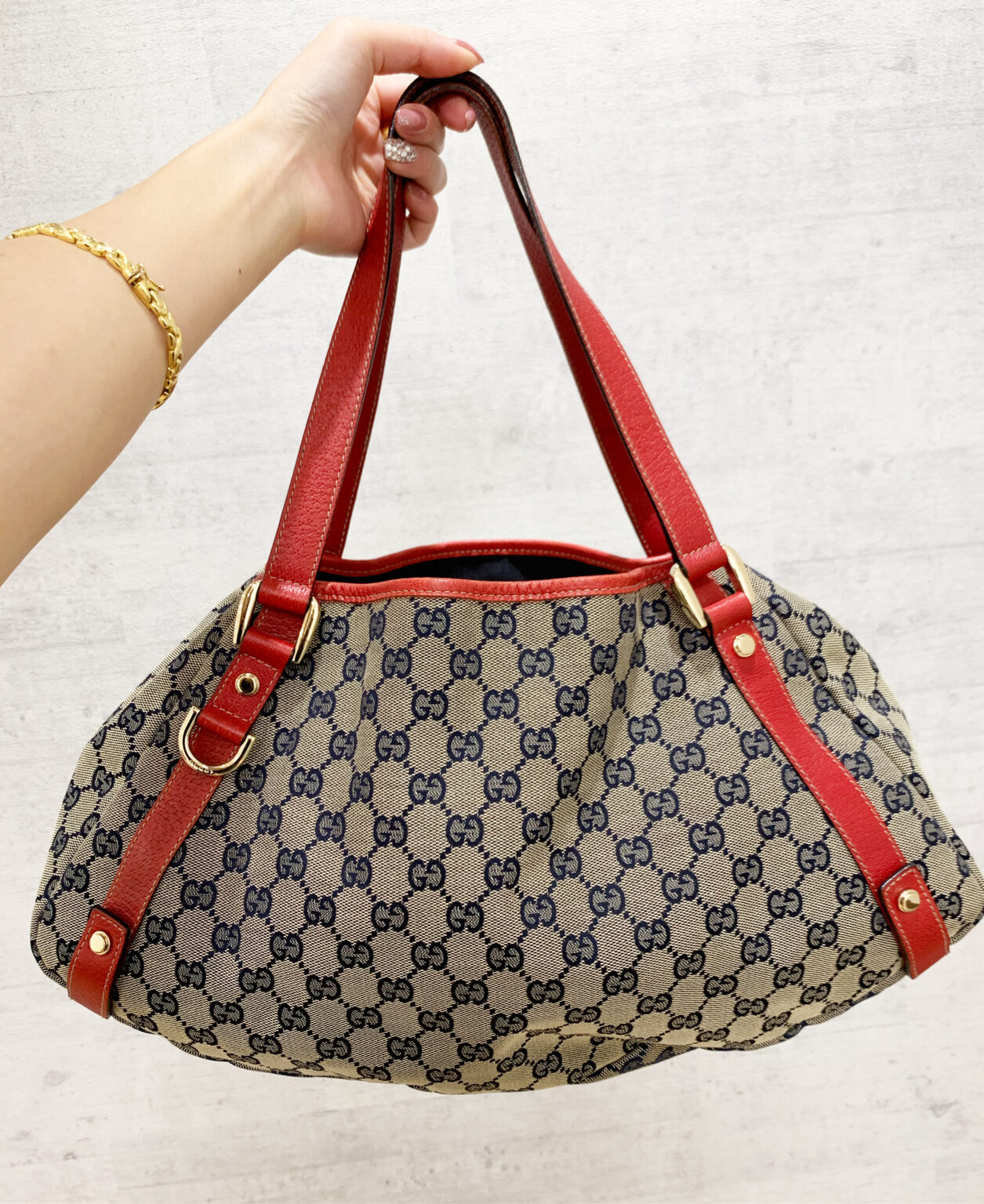 GUCCI グッチ GGマーク入り 赤系 レッド チェック柄 674261 マフラー