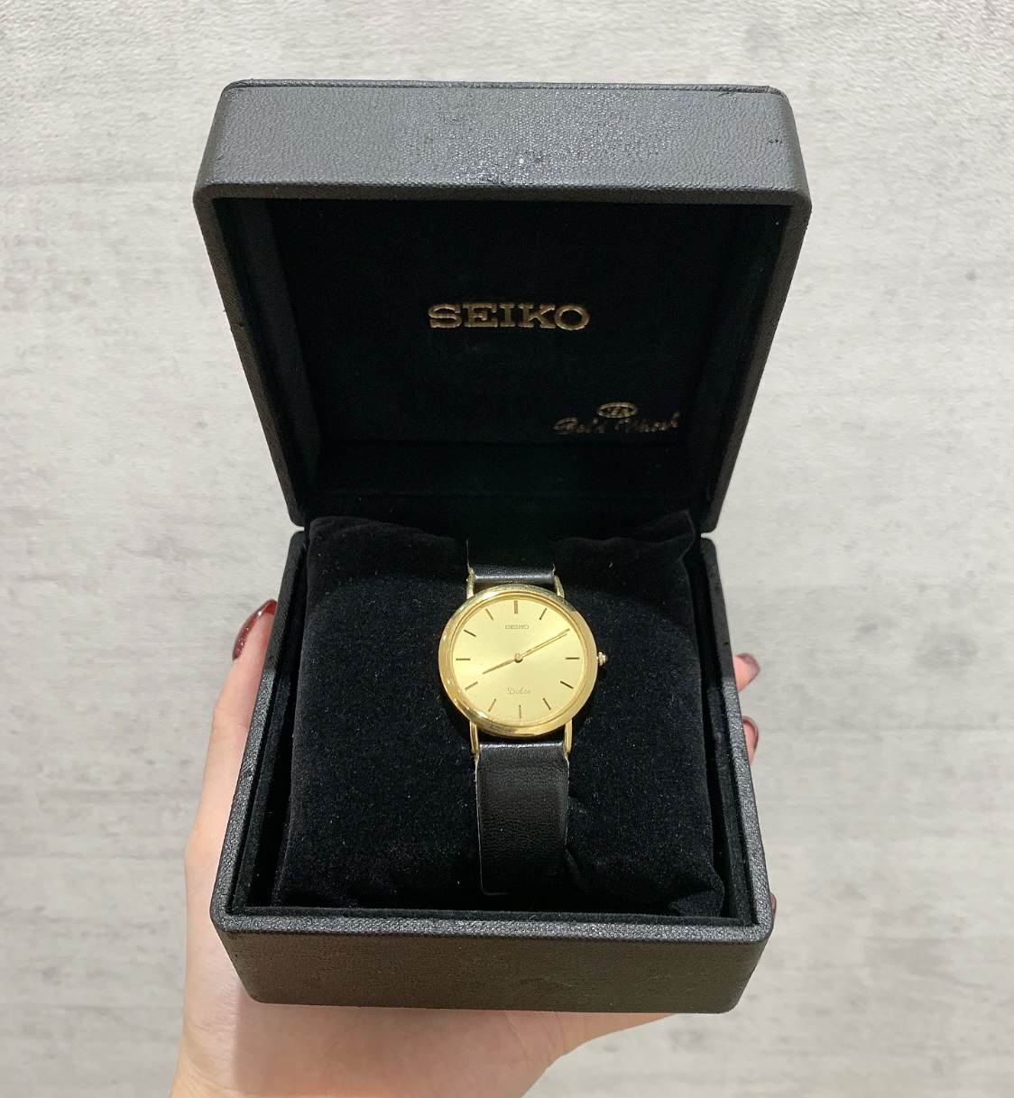 【買取】セイコー SEIKO ドルチェ 18kt 腕時計 時計 ゴールド ブラック 革 SEIKO DOLCE - 売るナビ志木店